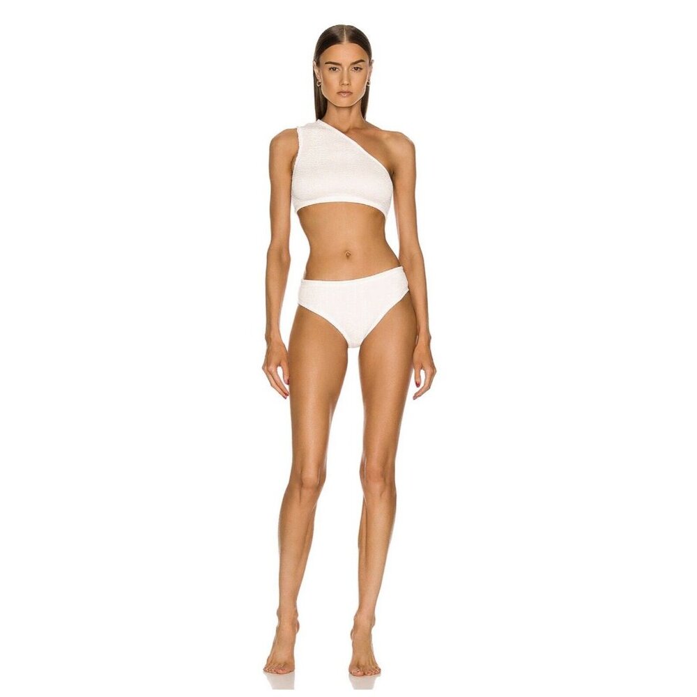 Bottega Veneta Asymmetric One-Shoulder White Bikini